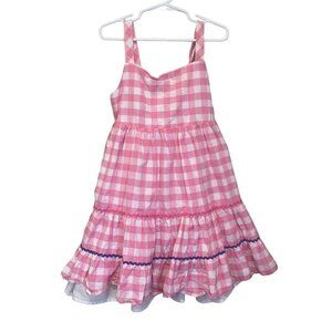 Tahari Girls Size 7 Party Dress Pink Layered Skirt Checked Sleeveless Summer